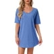 thumbnail image 1 of Camisón de noche para mujer INSPIRE CHIC, camiseta de cuello en V, camisón cómodo y holgado, talla M, color azul, 1 of 6