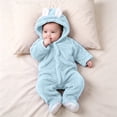 thumbnail image 2 of vdgthytj Newborn Boys Girls Fuzzy Jumpsuits Long Sleeve Winter Warm Cute Ears Loungewear Sleepwear Footed Rompers(9-12 Months,Sky Blue), 2 of 7