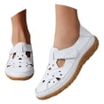 thumbnail image 4 of AUDeals Women's Closed Toe Sandals, Orthopedic Flat Shoes with Arch Support and Breathable Hollow Out Comfort (White, 9), 4 of 9