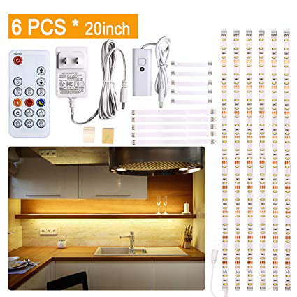 Let at ske isolation Express Under Cabinet LED lighting kit, 6 PCS LED Strip lights with Remote Control  Dimmer and Adapter, Dimmable for Kitchen Cabinet,Counter,Shelf,TV  Back,Showcase 2700K Warm White, Bright, Timing - Walmart.com