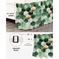 thumbnail image 3 of Geometric Pattern Bed Skirt Queen Size 16" Drop Green Brown Hexagon Collage Art Ruffled Wrap Around Bed Skirts Adjustable Elastic Bedskirt Dust Ruffle for Queen Size Bed, 3 of 7