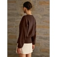 thumbnail image 6 of Womens Cardigan Sweater Deep V Neck Long Sleeve Button Crochet Knit Short Fall Sweaters Trendy Coffee S, 6 of 10