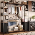 thumbnail image 4 of Simple Hogar Closet Ropero Armable 200cm Madera De Metal Closet Para Ropa Marrón, 4 of 9