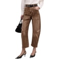 thumbnail image 2 of High Waisted Wide Leg Vintage Denim Pants Women Baggy Barrel Horseshoe Jeans, 2 of 7