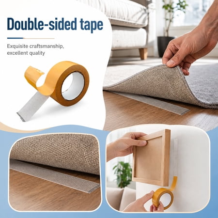 Dual Sided Grid Cloth Adhesive Tape 1Cm Width 10 Meter Roll Tearable Flexible Fiberglass Reinforced Strong Adhesive Tape Waterproof Heat Resistant Fabric Repair Tape for Carpet