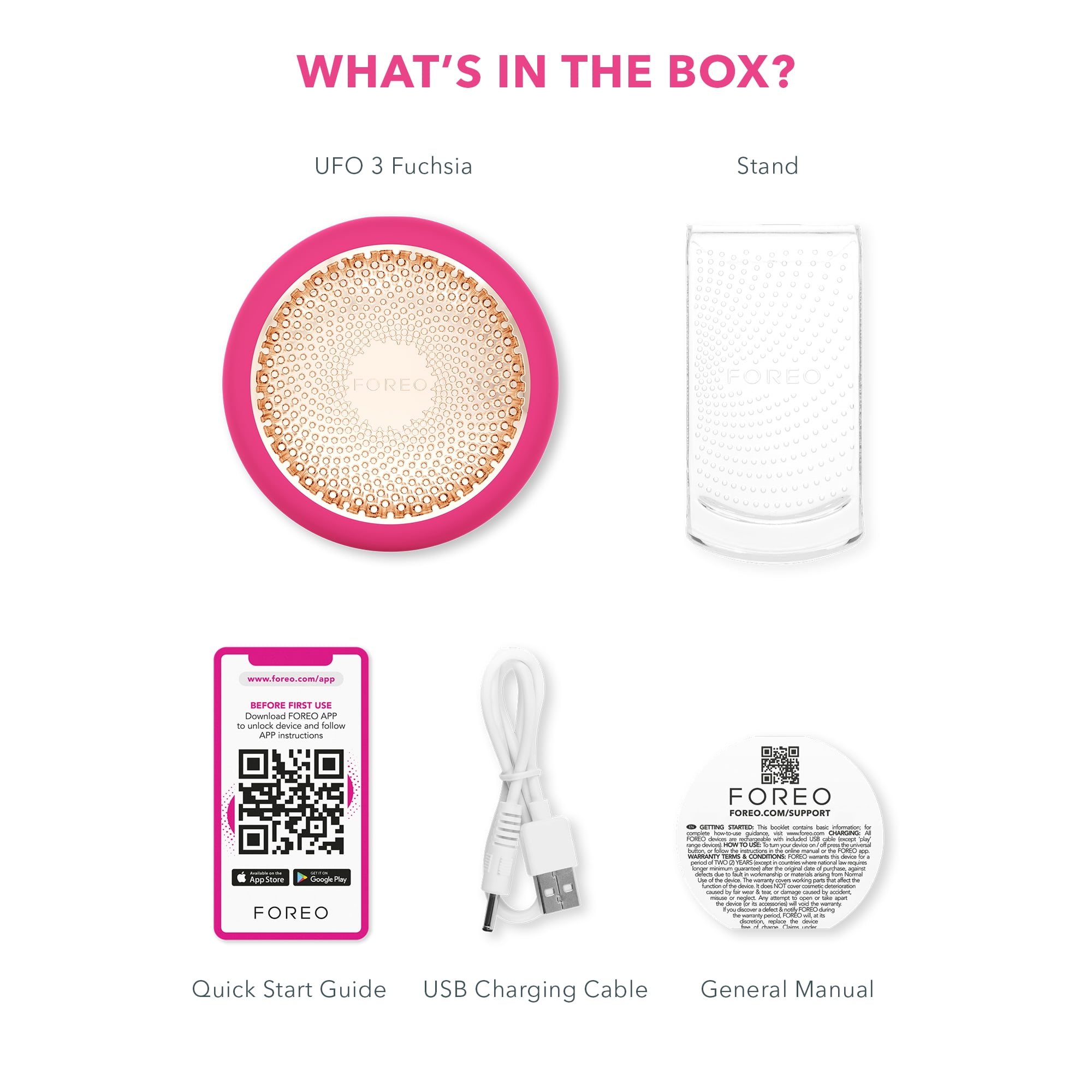 FOREO UFO 3 - LED Facial Treatment Device with T-Sonic and Mask Care Technology - Fuchsia