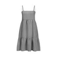 thumbnail image 4 of Penkiiy Women's Plaid A-Line Mini Dress with Side Pockets , Trendy Casual Sleeveless Dress with Adjustable Straps & Ruffle Details XL Gray, 4 of 6