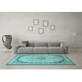 thumbnail image 3 of Ahgly Company Indoor Square Medallion Light Blue Traditional Area Rugs, 3' Square, 3 of 4