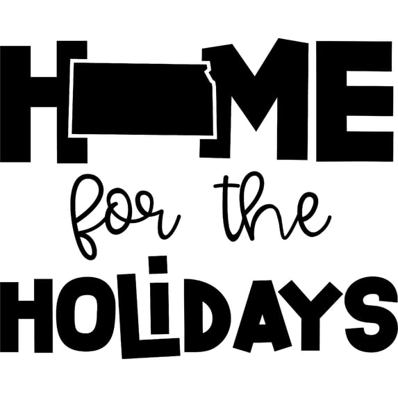 Home For The Holidays Kansas Hometown Christmas Native Wall Decals for Walls Peel and Stick wall art murals Black Small 8 Inch