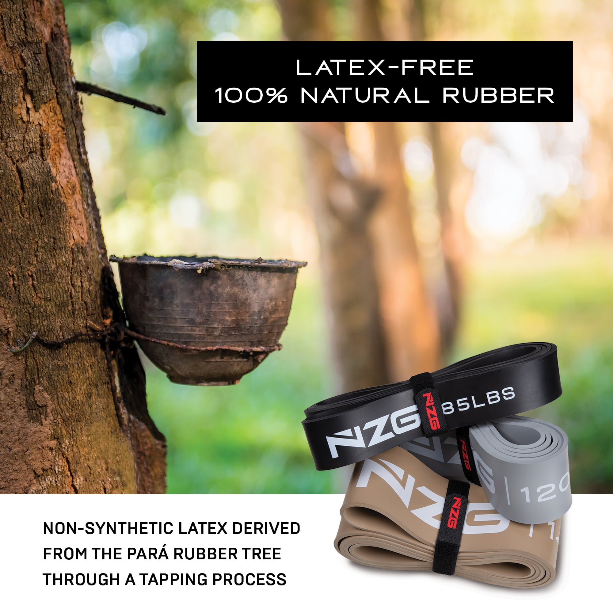 NZG 100% Latex-Free Organic Rubber Resistance Bands (1-Band, 120LB)