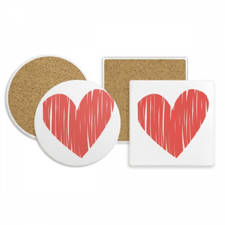 

Heart Graffiti Valentine s Day Coaster Cup Mug Holder Absorbent Stone Cork Base Set