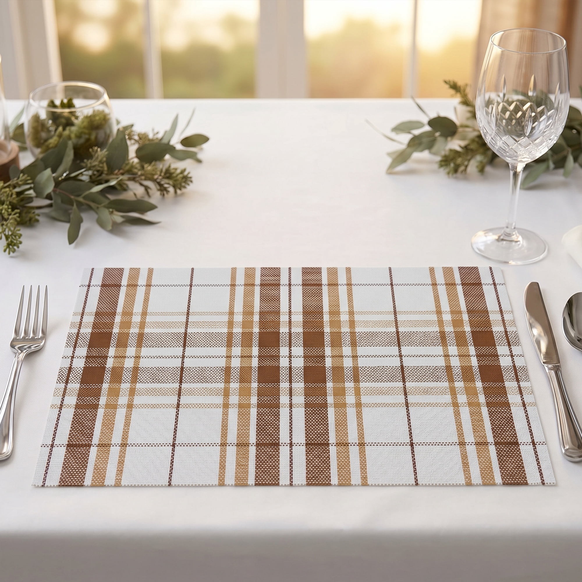 Unique Bargains Placemats Set of 6 Placemats for Kitchen Dining Table Washable Orange