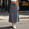 thumbnail image 3 of STETMN Women's Cargo Midi Skirt, Summer Casual Ankle Length Drawstring Waist Skirt with Multi Pockets for Streetwear, 3 of 8