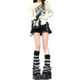 thumbnail image 3 of 1 Pair Flared Knit Leg Warmers for Women Stretchable Solid and Striped Design Fashion Legwear, 3 of 4
