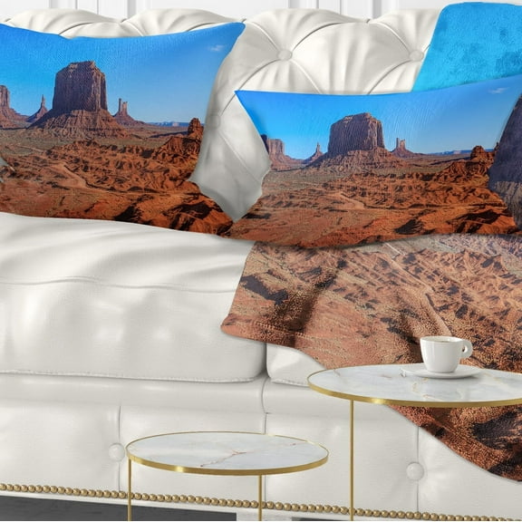 Designart 12" x 20" Blue Polyester Throw Pillow