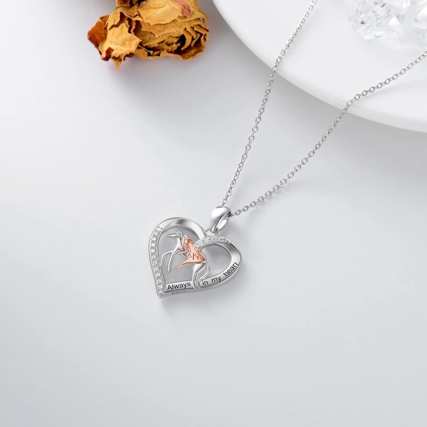 SOULMEET Horse Pendant Necklace Sterling Silver for Women Equestrian Pendant Embrace Horse Jewelry