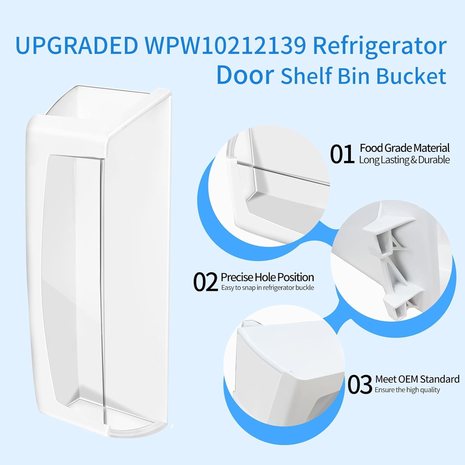 UPGRADED W10212139 WPW10212139 Refrigerator Door Shelf Bin Replacement Compatible with Whirlpool, Maytag, Amana, KitchenAid Refrigerator Part W10212139N AP6017170 PS11750465 1547748 Left Door