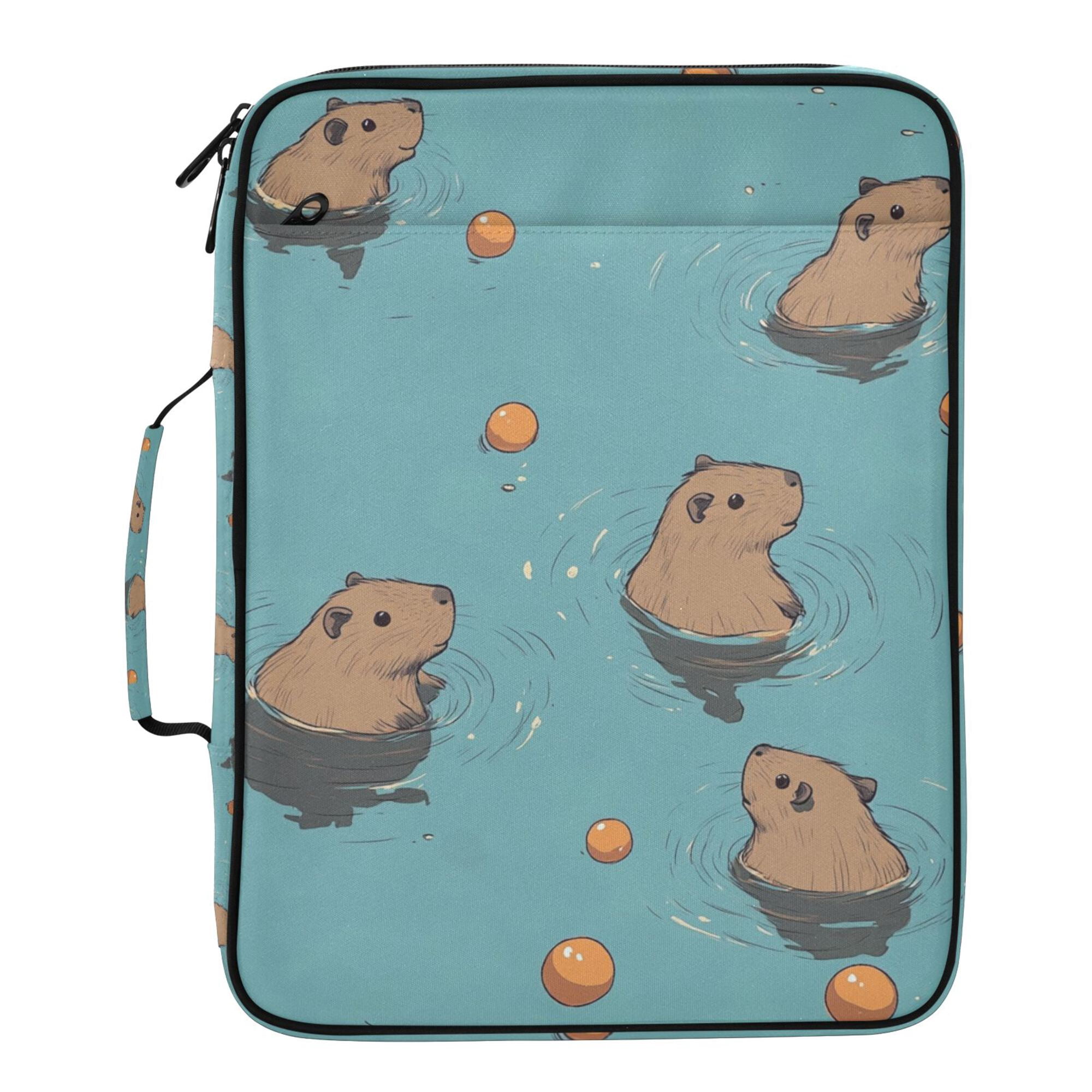 FORMRS Accordion File Folder A4 Size 7-Pocket Expanding Document Organizer Bag with 3 Ring Binder, Cartoon Capybaras