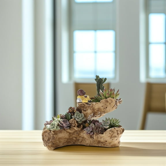 Worgeous Sculpture Imitation Tree Root Flower Pot Centerpiece Decoration Brown