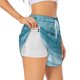 thumbnail image 1 of Balery Teal Turquoise Fluid Stripes Pantalones cortos deportivos para mujer con forro y dos bolsillos, elásticos, para entrenamiento, gimnasio, yoga-X-Large, 1 of 7