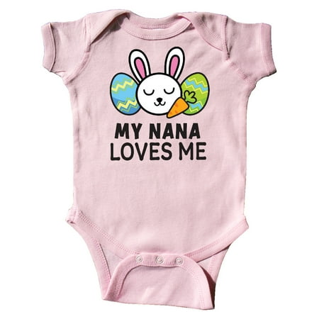 

Inktastic My Nana Loves Me with Bunny and Easter Eggs Gift Baby Boy or Baby Girl Bodysuit