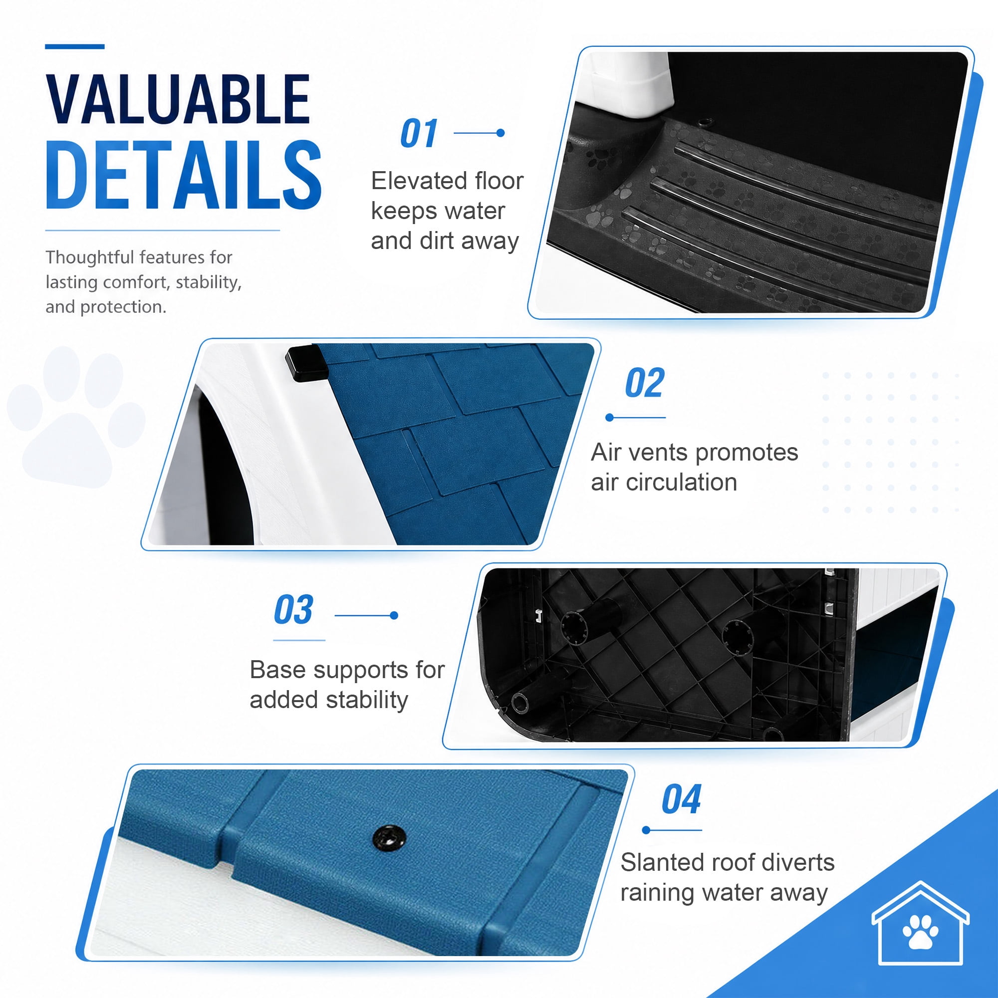 LIVIZA Plastic Dog House Outdoor Indoor for Small Medium Larige Dogss with Ventilation System and Fastening Device