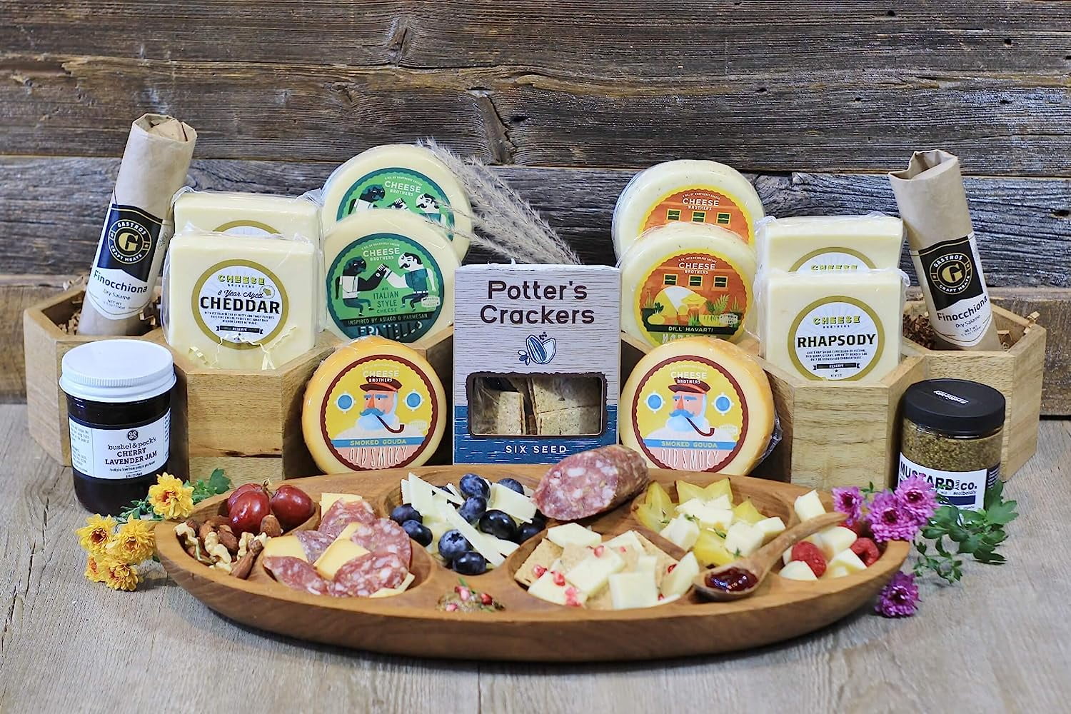 Cheese Bros. Wisconsin Deluxe Charcuterie Gift Box Includes Havarti