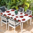 thumbnail image 2 of Red Ladybugs Table Cloths for 3 Foot Rectangle Tables, Animal Themed Spring Summer Rustic Patio Waterproof Elastic Fitted Tablecloths, Washable Rectangular Table Cover for Camping, 2 of 8