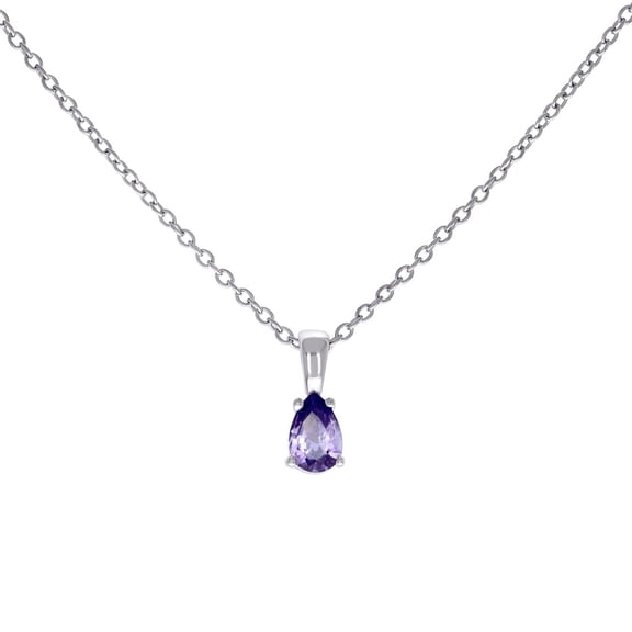 925 Sterling Silver Womens Purple Pear Cubic Zirconia Tear Drop Charm Necklace 16 2 Inch 10.4x4.4mm Wide Pendant Neckl