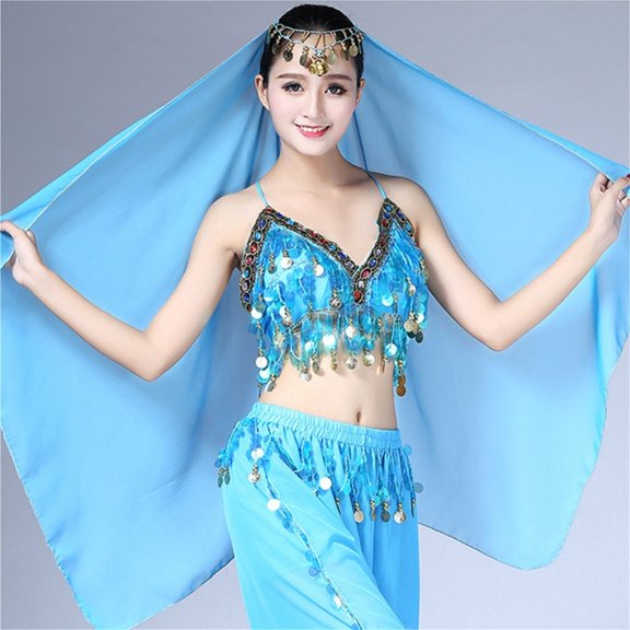 Women's Fashion Dance Costume Belly Dance Scarf Headpiece Headdress Chiffon Coins Chiffon Beauty Scarf