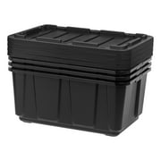 IRIS 27 Gal/108 Qt Large All-Weather Heavy-Duty Stackable Storage Plastic Bin Tote Container with Quick Snap Lid, 4Pk