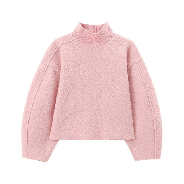 Timegard Chandails en Molleton pour Femmes Manches Longues Polaire Chaud Col Roulé Chandail Automne Hiver Hauts en Laine Duveteux
