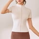 thumbnail image 3 of Chaqueta deportiva ajustada de manga corta con cuello alto y chaqueta de yoga de alta elasticidad para mujer - Material suave y duradero, diseño sólido y moderno, 3 of 5