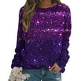 thumbnail image 4 of Tawop Hoodless Sweatshirt for Women Tops for Women Sweatshirts for Women Crew Neck Long Sleeve Graphic Casual Purple 2XL, 4 of 4