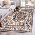 thumbnail image 2 of Blue Burnt Orange Boho Large Area Rugs for Bedroom Living Room, Soft Non Slip Carpet Bedside Rug, Antique Southwestern Ethnic Rectangular Floor Cover Kitchen Accent Rug 2.7'x5' for Dining Room/Office, 2 of 9