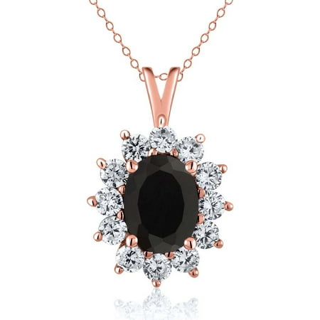 - 1.85 Ct Oval Black Onyx 14K Rose Gold Pendant