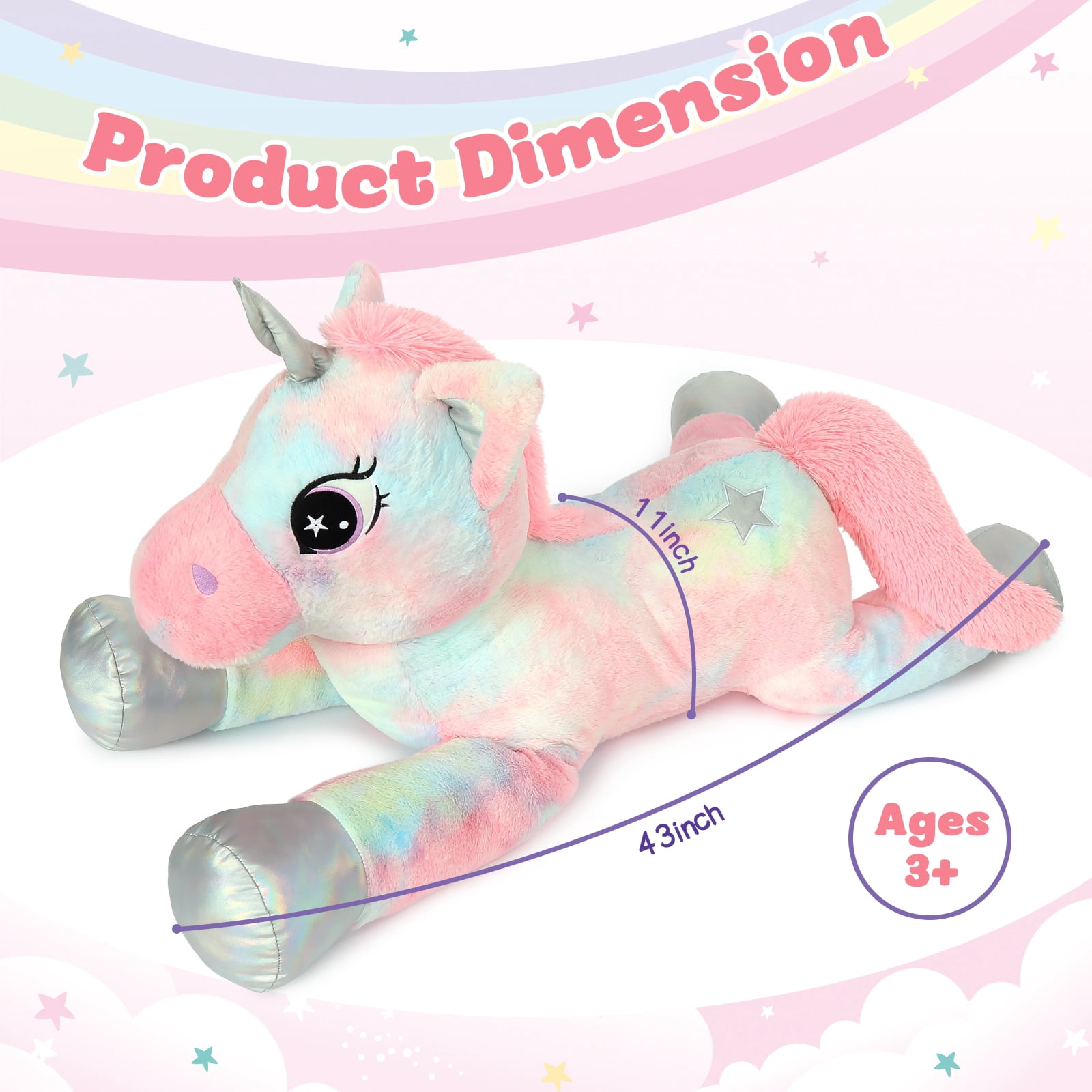MaoGoLan 43'' Giant Unicorn Stuffed Animal Large Stuffed Unicorn Plush Toy