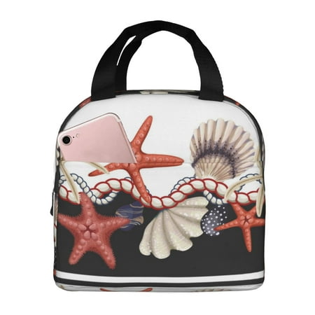 Insulated Lunch Bag for Women Men - Starfishes Shells Leakproof Cooler Lunch Box for Women Men  Lunch Tote Bags for Work School Picnic Travel