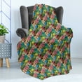 thumbnail image 4 of Exotic Soft Flannel Fleece Throw Blanket, Monstera and Palm Leaves Tropical Composition Rainbow Colored Hawaiian Nature, Cozy Plush for Indoor and Outdoor Use, 70" x 90", Multicolor, by Ambesonne, 4 of 5