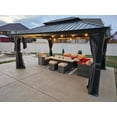 thumbnail image 3 of PURPLE LEAF 12' X 16' Permanent Hardtop Gazebo Aluminum Frame Gazebo with Galvanized Steel Double Roof for Patio Lawn and Garden, Grey, 3 of 20