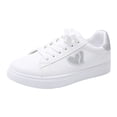 thumbnail image 4 of Rokment Glitter Sequin White Low Top Fashion Sneakers for Women 2026 Spring Fall Heart Design Leather Stylish Casual Platform Walking Skate Tennis Shoes Silver Size 9.5, 4 of 5