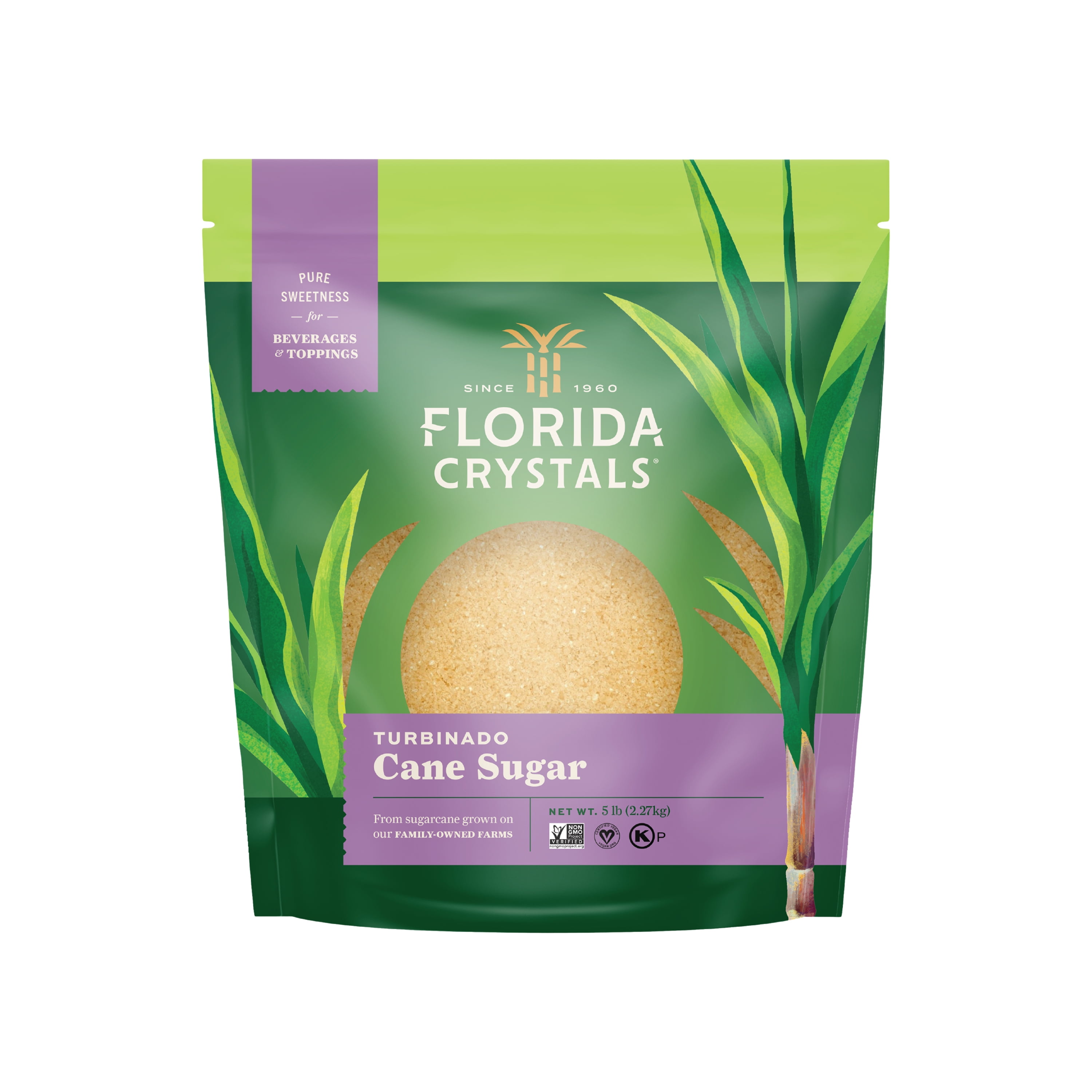 Florida Crystals Turbinado Cane Sugar, 5 lb Pouch
