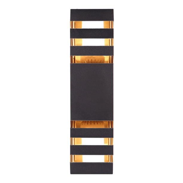 Moderno Impermeable Arriba Abajo Aluminio Cuboide Led Lámparas De Pared Doble Cabeza Lámpara De Pared Exterior E27 Enchufe Ac 85-240V Para Patio Jardín Porche Corredor Yuarrent HA024335-03