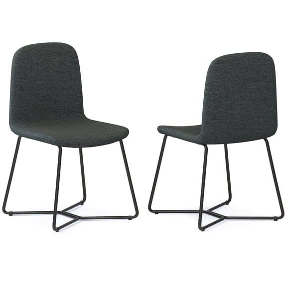 Simpli Home Wilcox Contemporary Dining Chair (Set of 2) in Charcoal Grey Woven Fabric