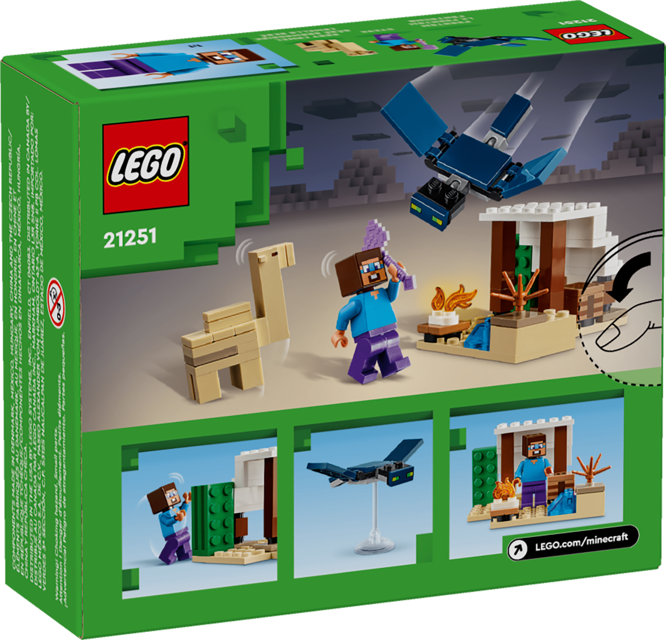 LEGO Minecraft Steve's Desert Expedition Building Toy, Biome with Minecraft House and Action Figures, Minecraft Gift for Independent Play, Gaming Playset for Boys, Girls and Kids Ages 6 and Up, 21251