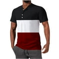 thumbnail image 1 of T-shirts pour Hommes, Manches Courtes, Col Henry, Imprimé, Rouge P, 1 of 4