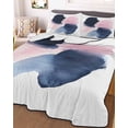 thumbnail image 3 of Quilts Queen Size, Navy Blue Pink Art Soft Comforter Bedding Set for Bed, Abstract Geometric Luxury Lightweight Quilted Bedspread with Pillow Cover(2 Pieces) for All Season, 90x96 Inch, 3 of 6