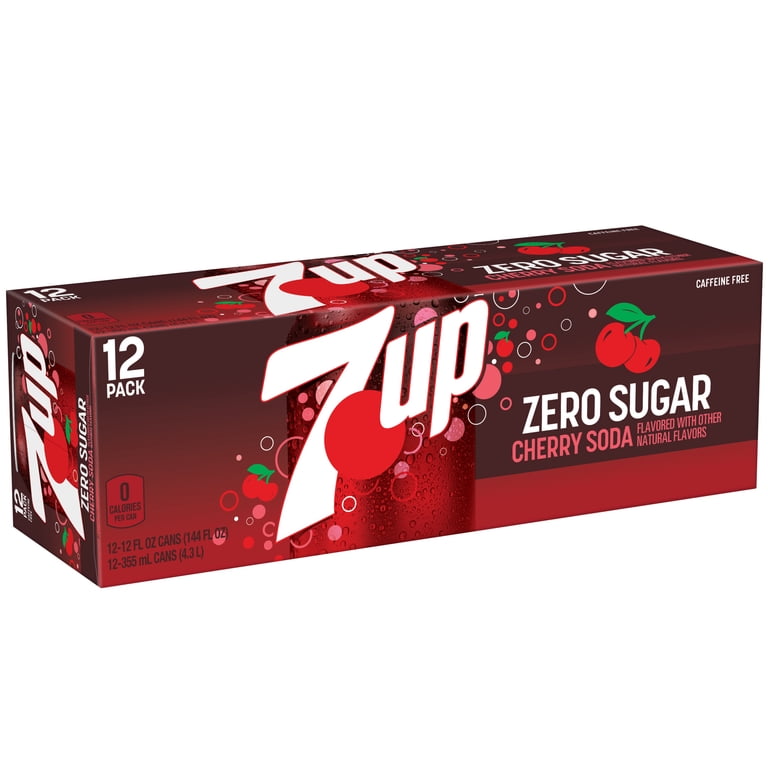 7UP Cherry Soda, 12 fl oz, 12 Pack Cans, Refreshing Lemon-Lime