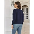 thumbnail image 5 of Women's Crew Neck Button Down Long Sleeve Cardigan for Women Classic Soft Ladies Cardigan Sweater Coat, 5 of 5