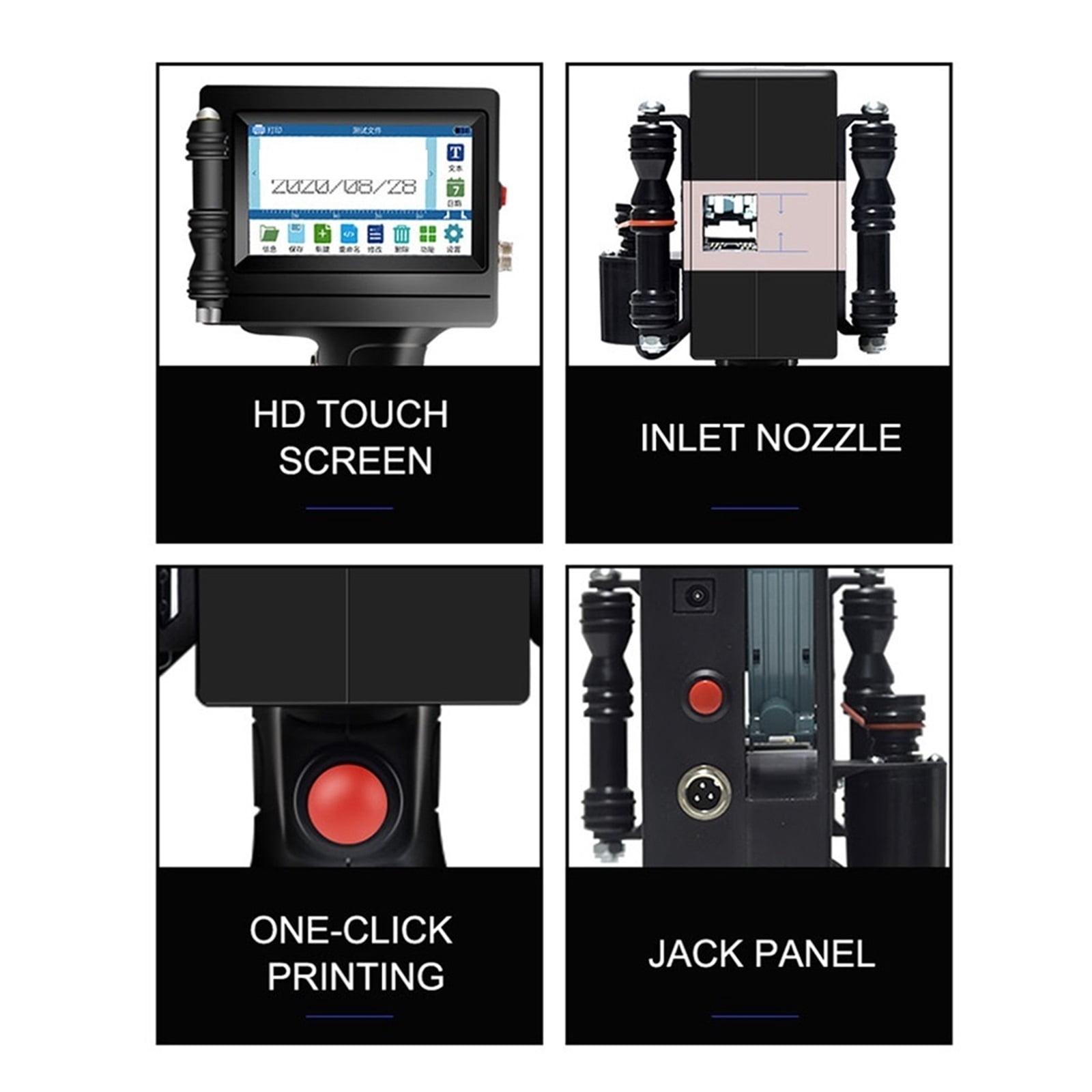 12.7mm Label Printer QR Code Batch Code Numbering Handheld, Smart Inkjet Printer 25 Languages Portable ,Versatile Surface Compatibility